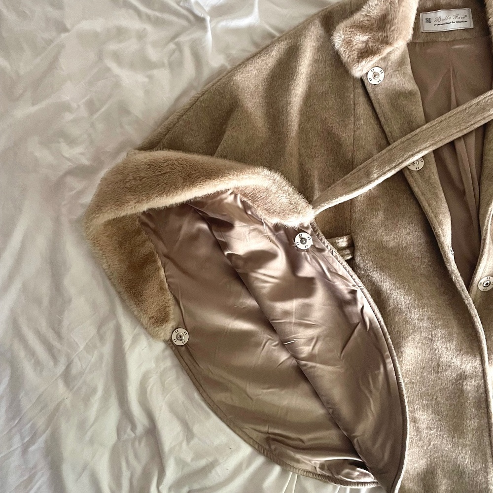 NWT Luxurious PENNY LANE Wool Coat Faux Fur Trim - Picture 13 of 14